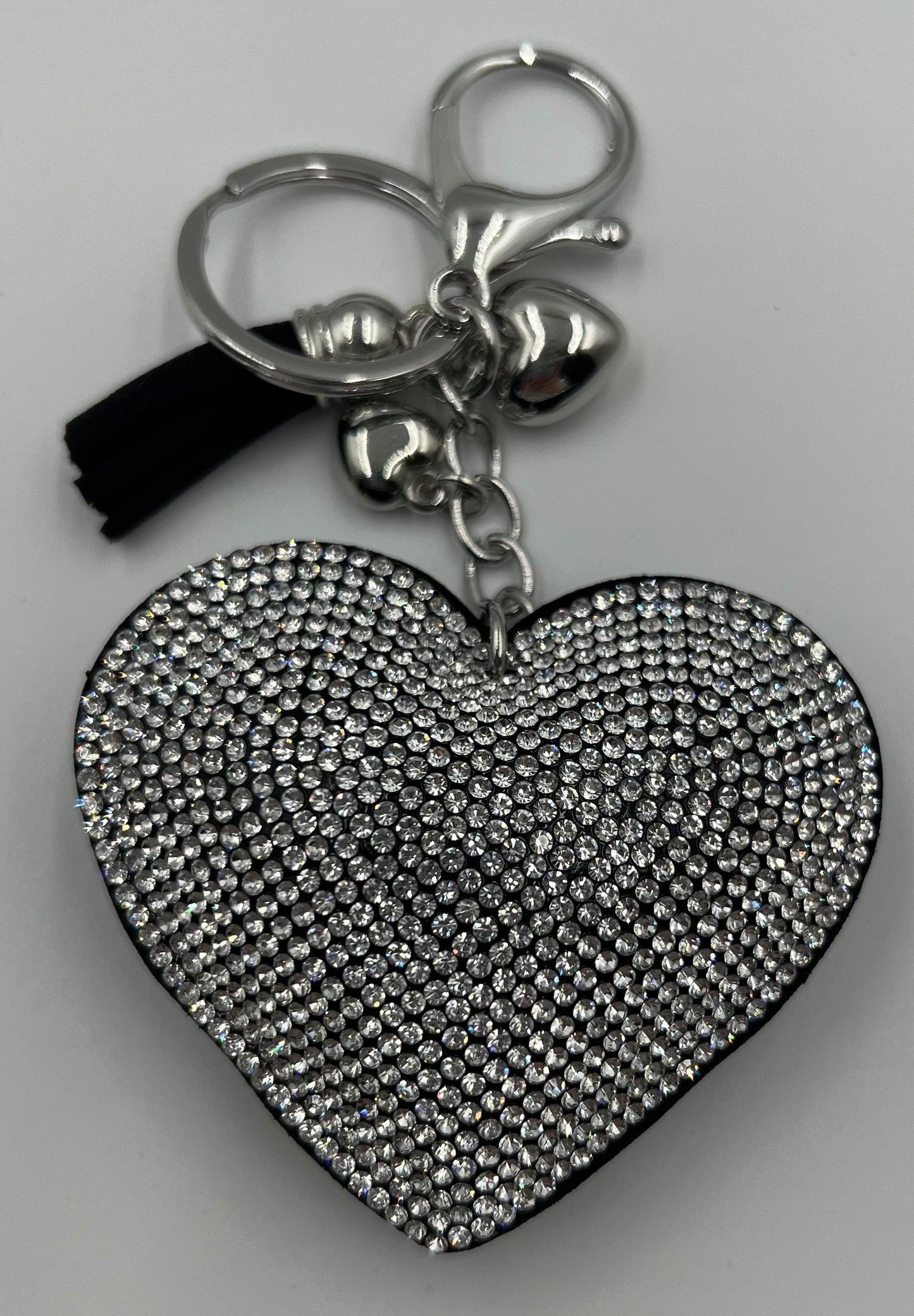 Sparkle Heart Silver on Black Bag Charm