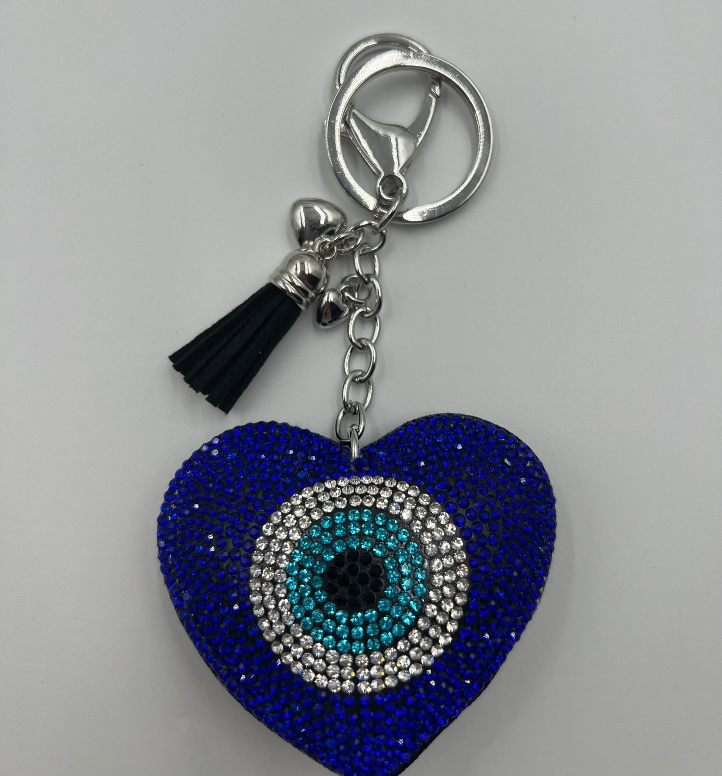 Blue Sparkle Evil Eye Heart Bag Charm