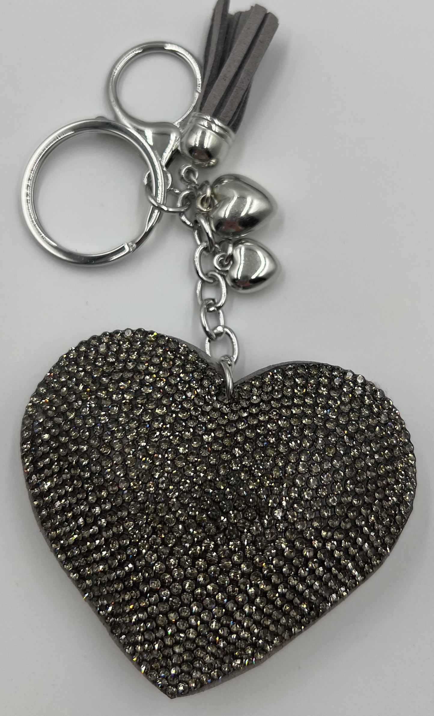 Sparkle Heart Dark Grey Bag Charm