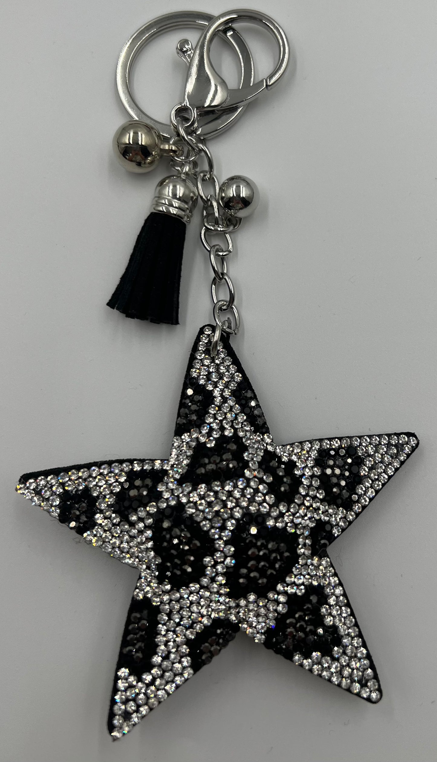 Sparkle Star Silver and Black Leopard Bag Charm