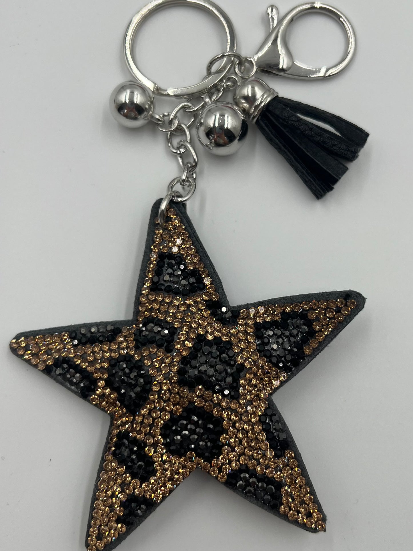 Sparkle Star Gold and Black Leopard Bag Charm