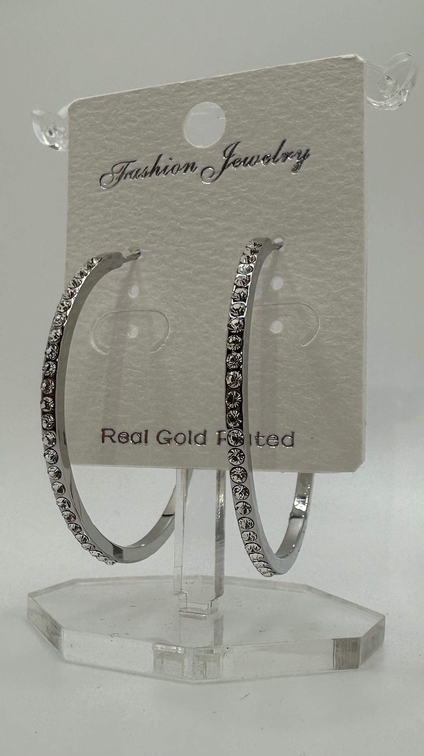 Medium Silver Diamanté Hoops