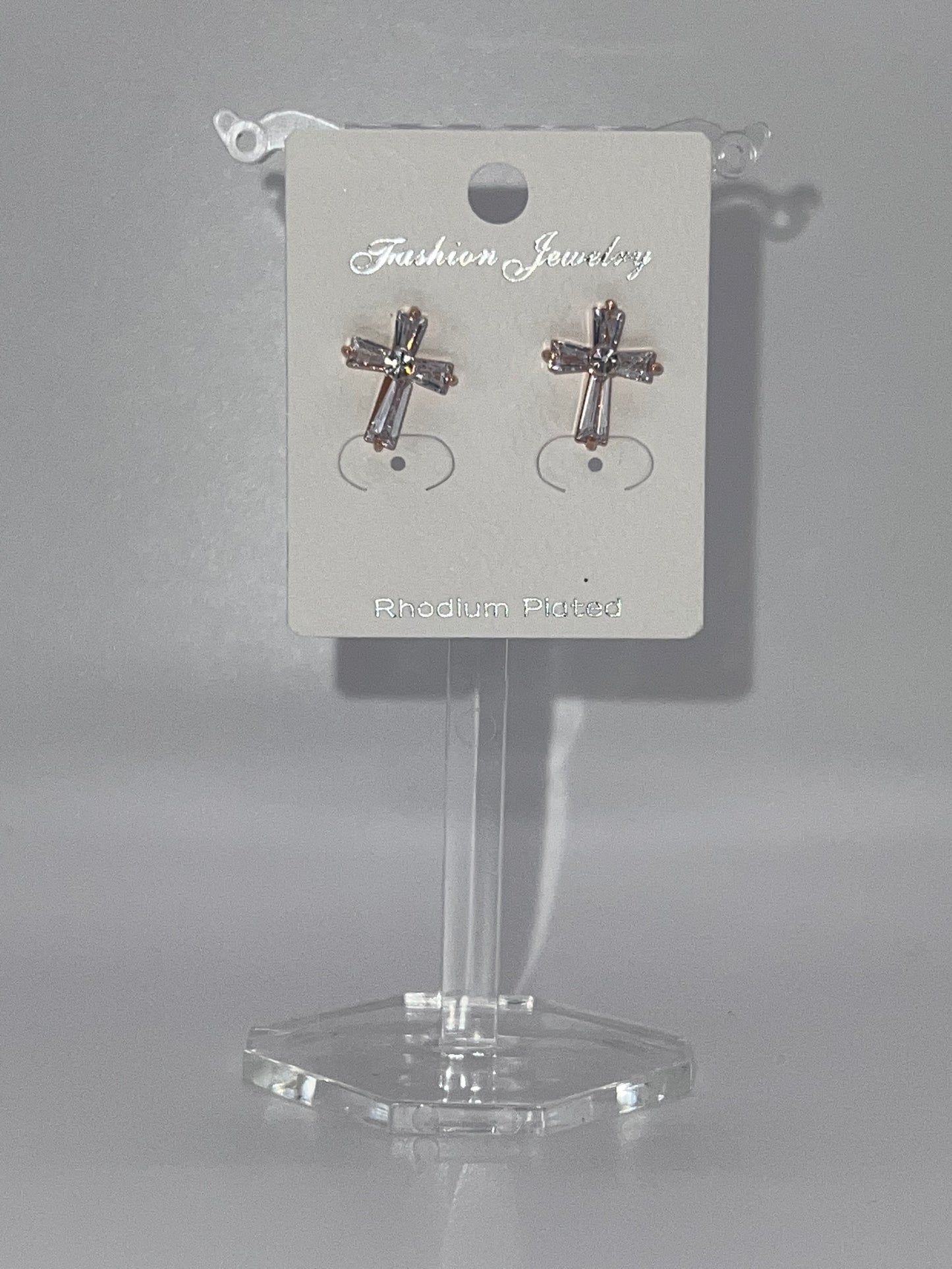 Diamond cross stud earrings