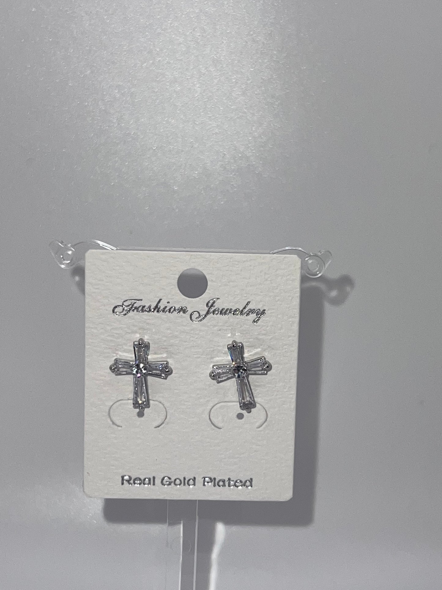 Diamond cross stud earrings