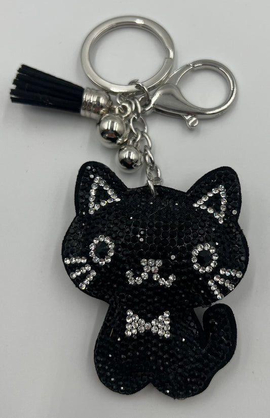 Sparkle Black Cat Bag Charm