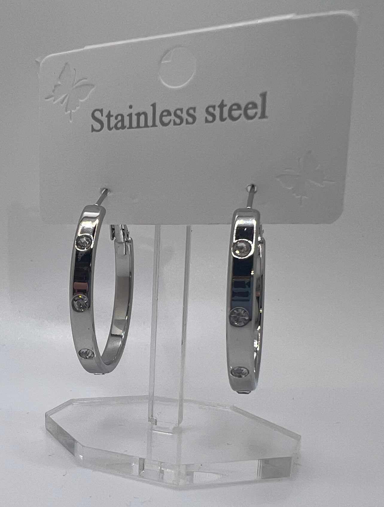 Medium Stainless Steel Spotted hoops