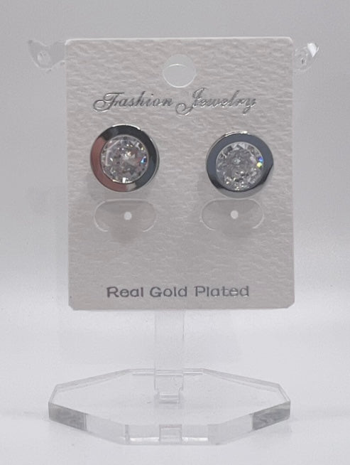 Large diamanté Stud Earrings gold plated