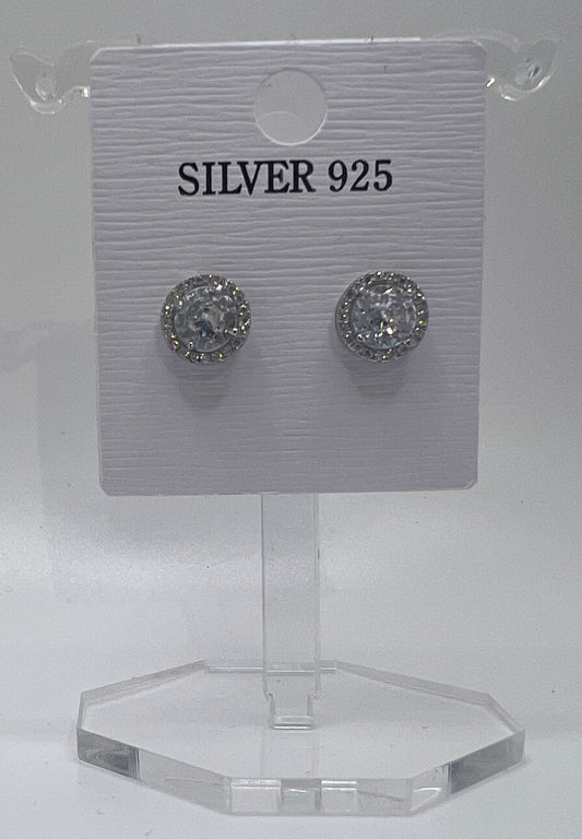 Cluster Stud Earrings Sterling Silver