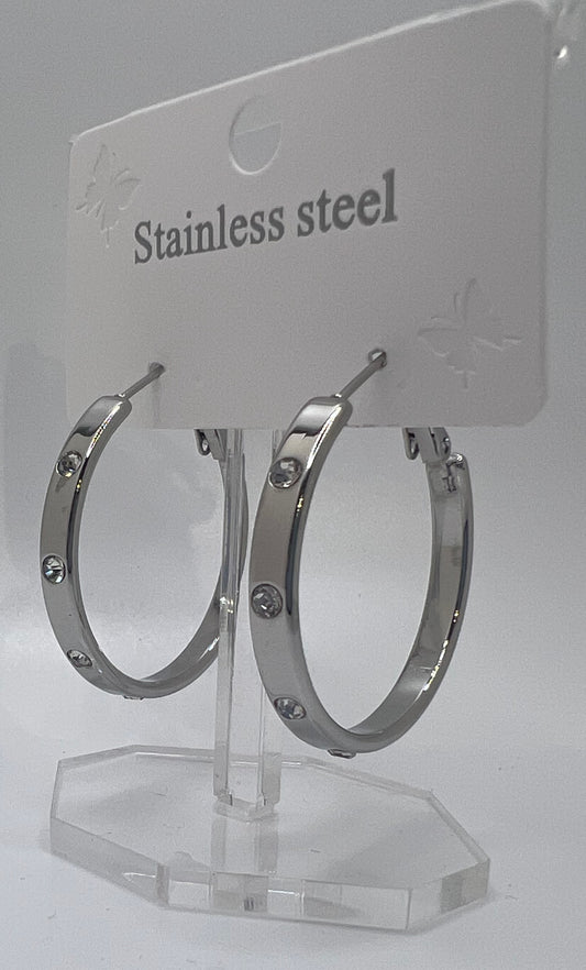 Medium Stainless Steel Spotted hoops