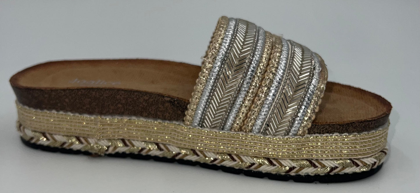 Gold and silver boho sliders