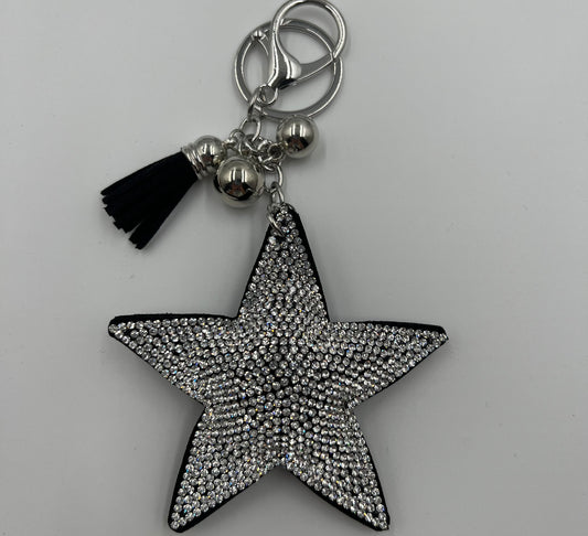 Sparkle Star Silver on Black Bag Charm