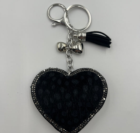 Leopard Heart Black Bag Charm