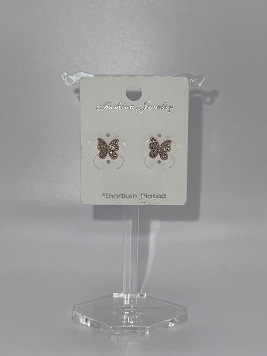 Diamond butterfly stud earrings