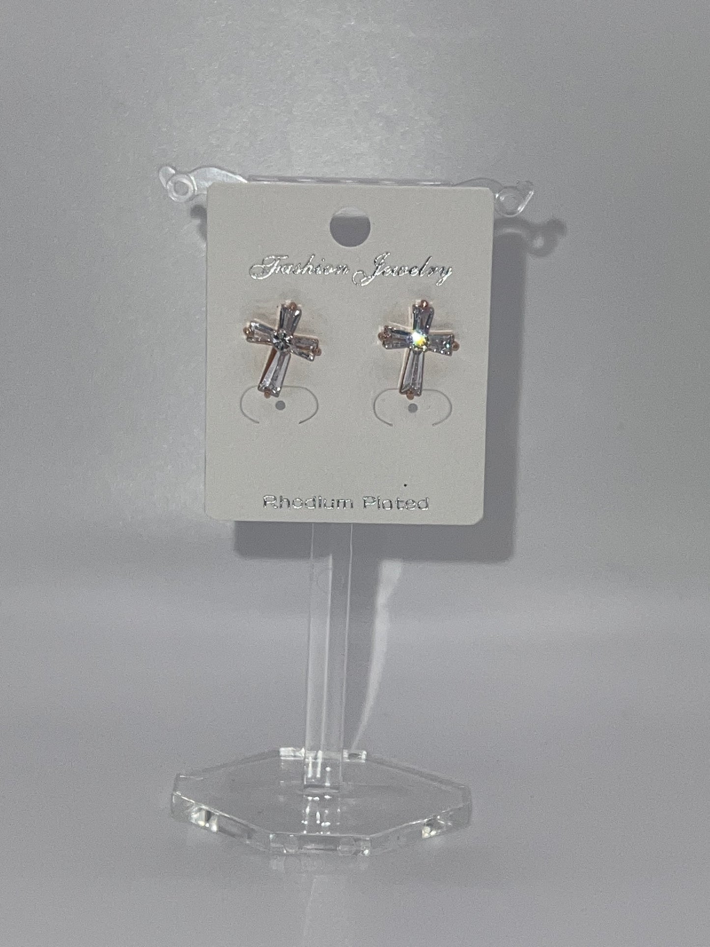 Diamond cross stud earrings