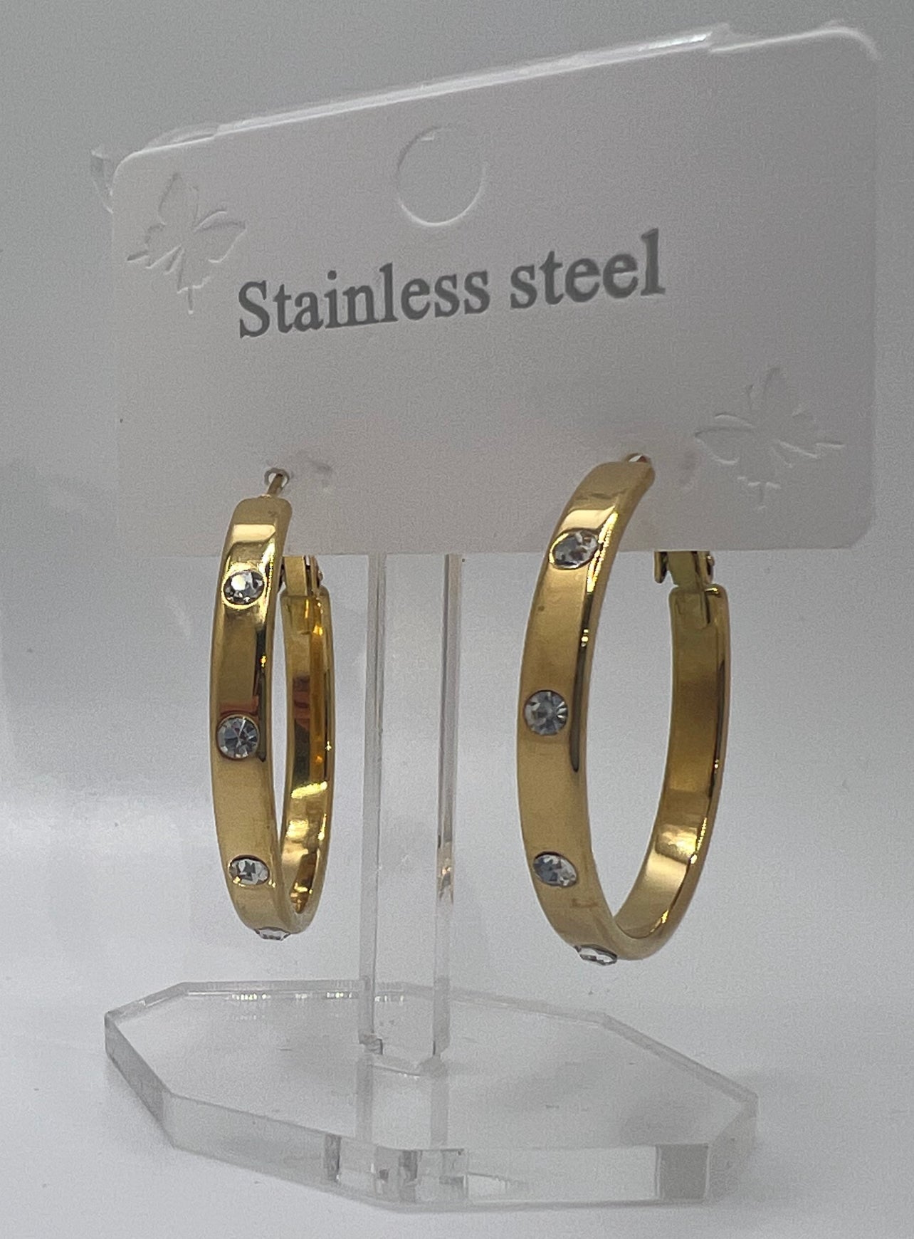 Medium Stainless Steel Spotted hoops