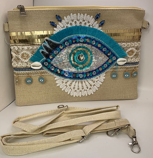 Evil eye crossbody bag turquoise