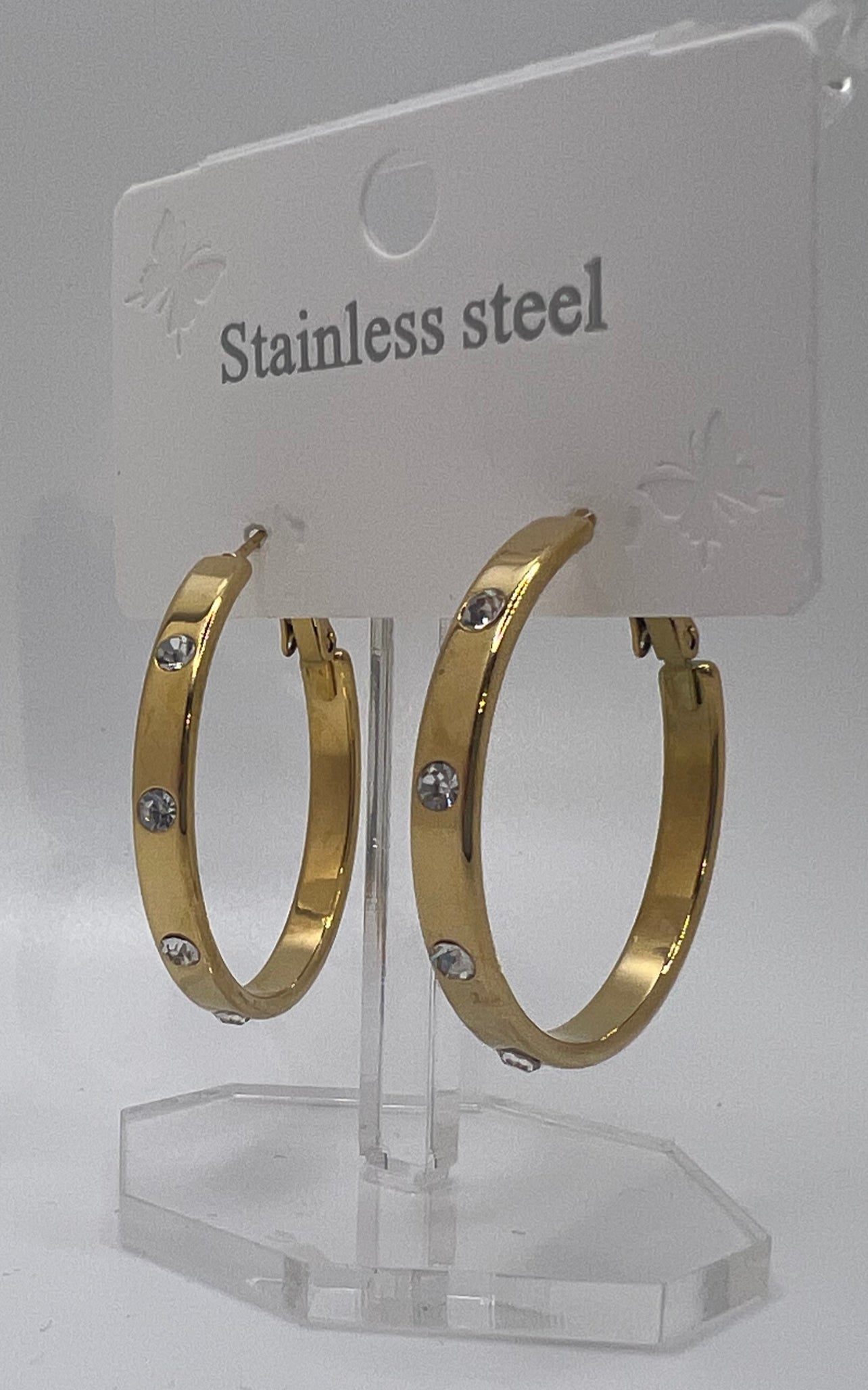 Medium Stainless Steel Spotted hoops