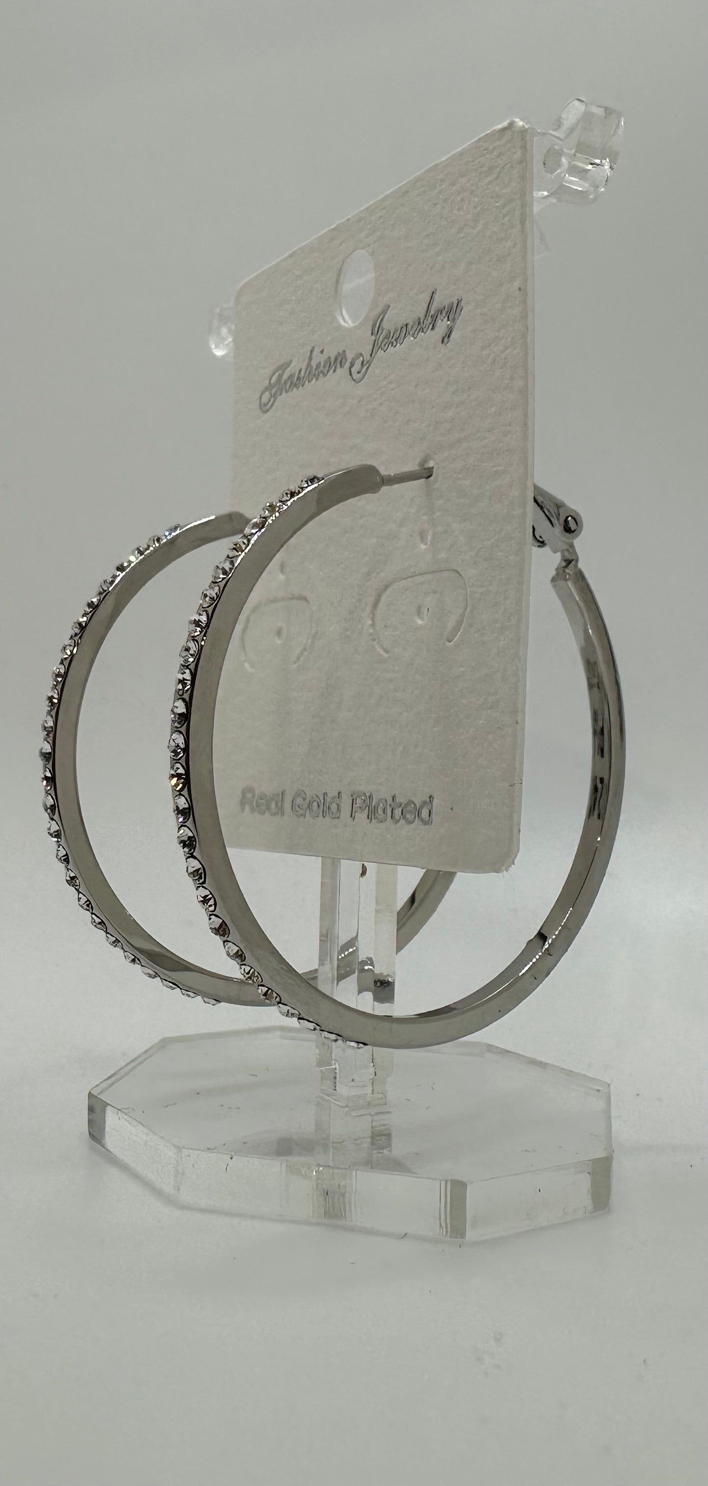 Medium Silver Diamanté Hoops