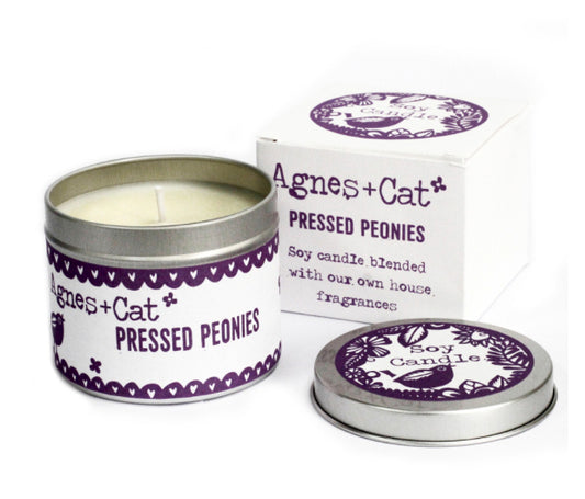 Pressed Peonies Soy Wax Tin Candle