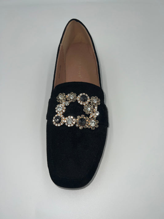 Black buckle loafers