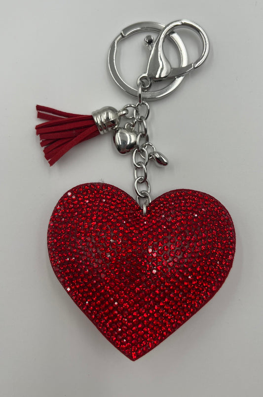 Sparkle Heart Red Bag Charm