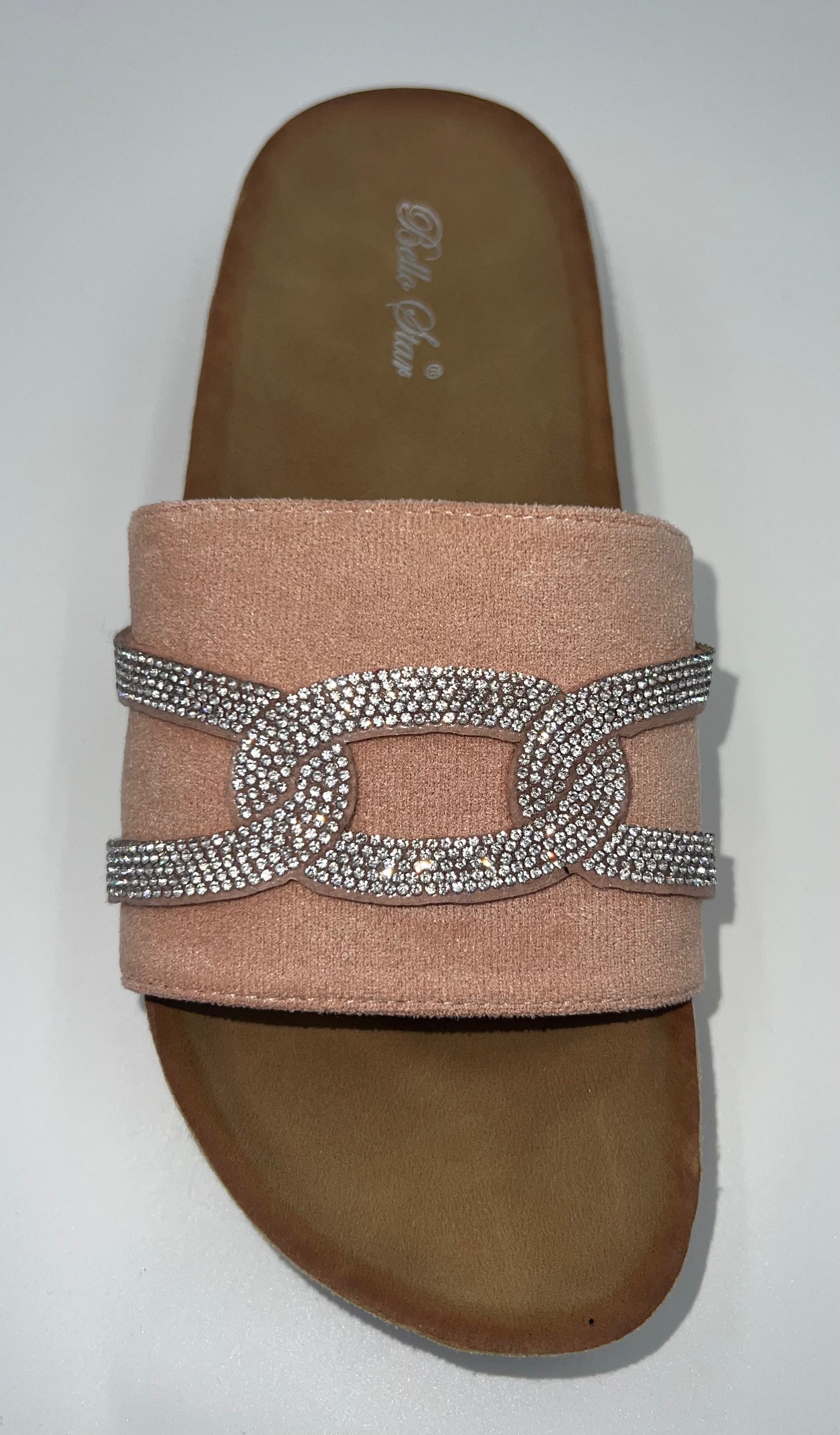 Pink and silver boho sliders